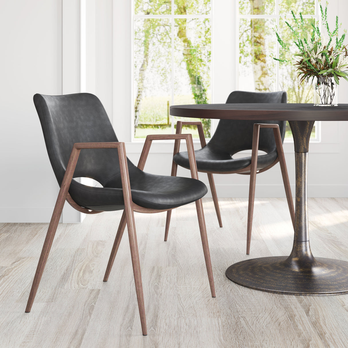 Desi Black & Walnut Dining Chair (Set of 2) by Zuomod at Eve Furniture