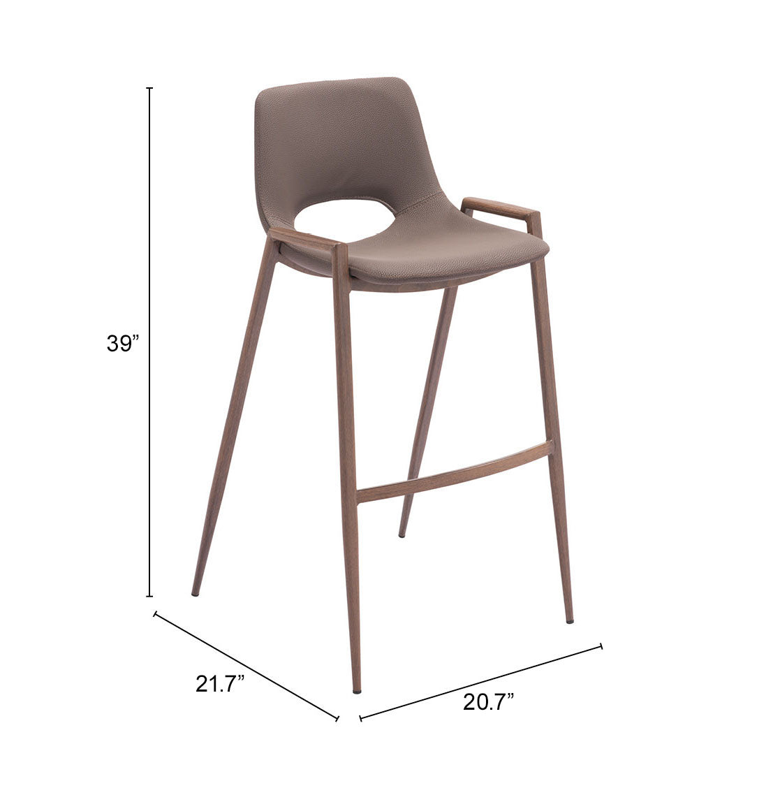 Desi Brown & Walnut Barstool (Set of 2) by Zuomod at Eve Furniture