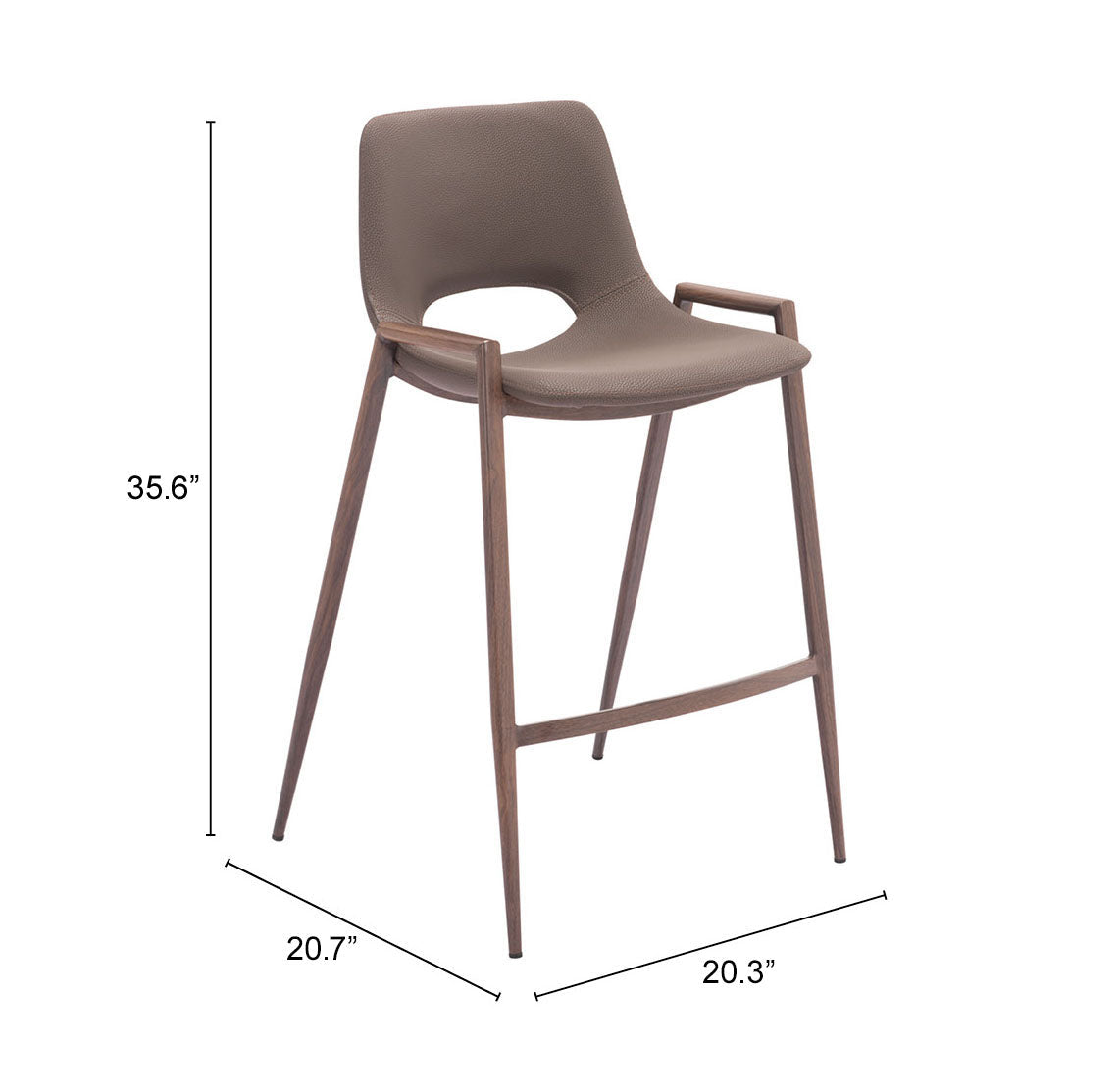 Desi Brown & Walnut Counter Stool (Set of 2) by Zuomod at Eve Furniture
