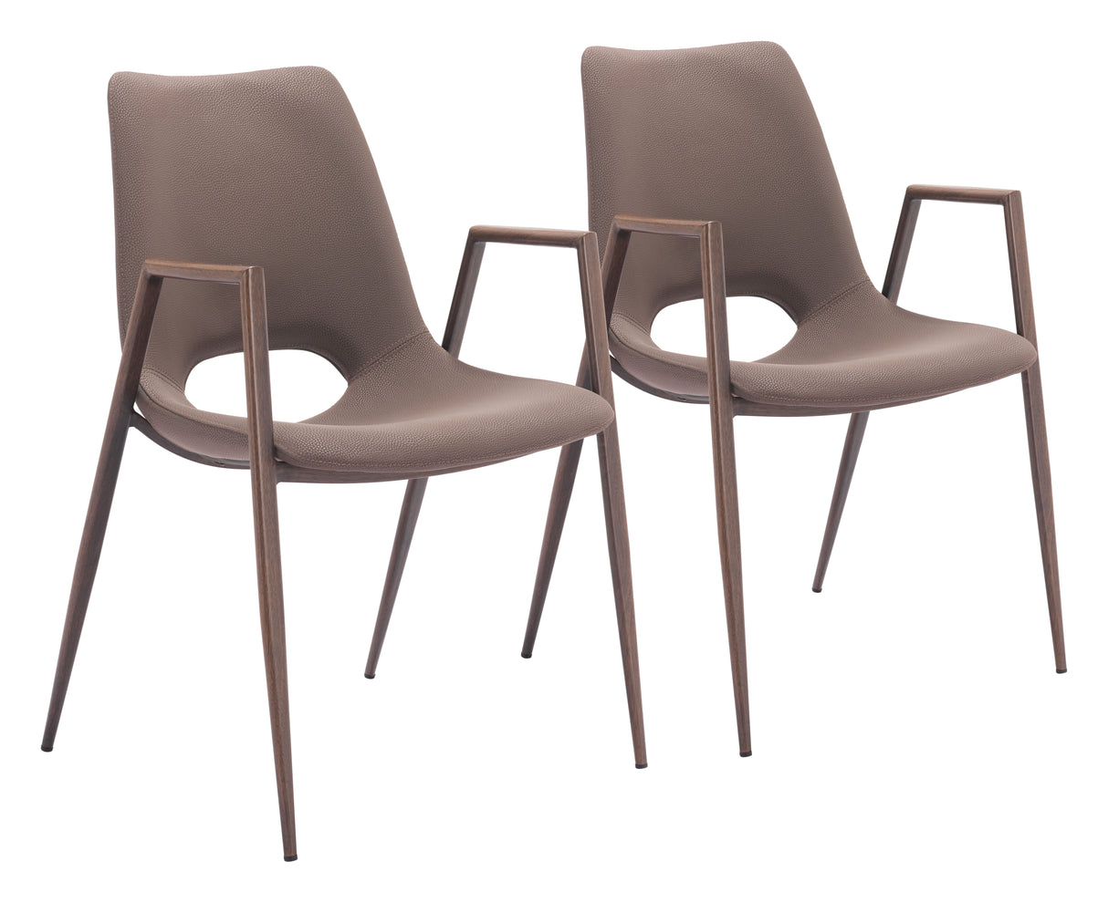 Desi Brown & Walnut Dining Chair (Set of 2) by Zuomod at Eve Furniture