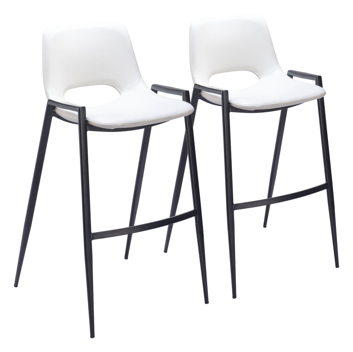 Desi White Barstool (Set of 2) by Zuomod at Eve Furniture