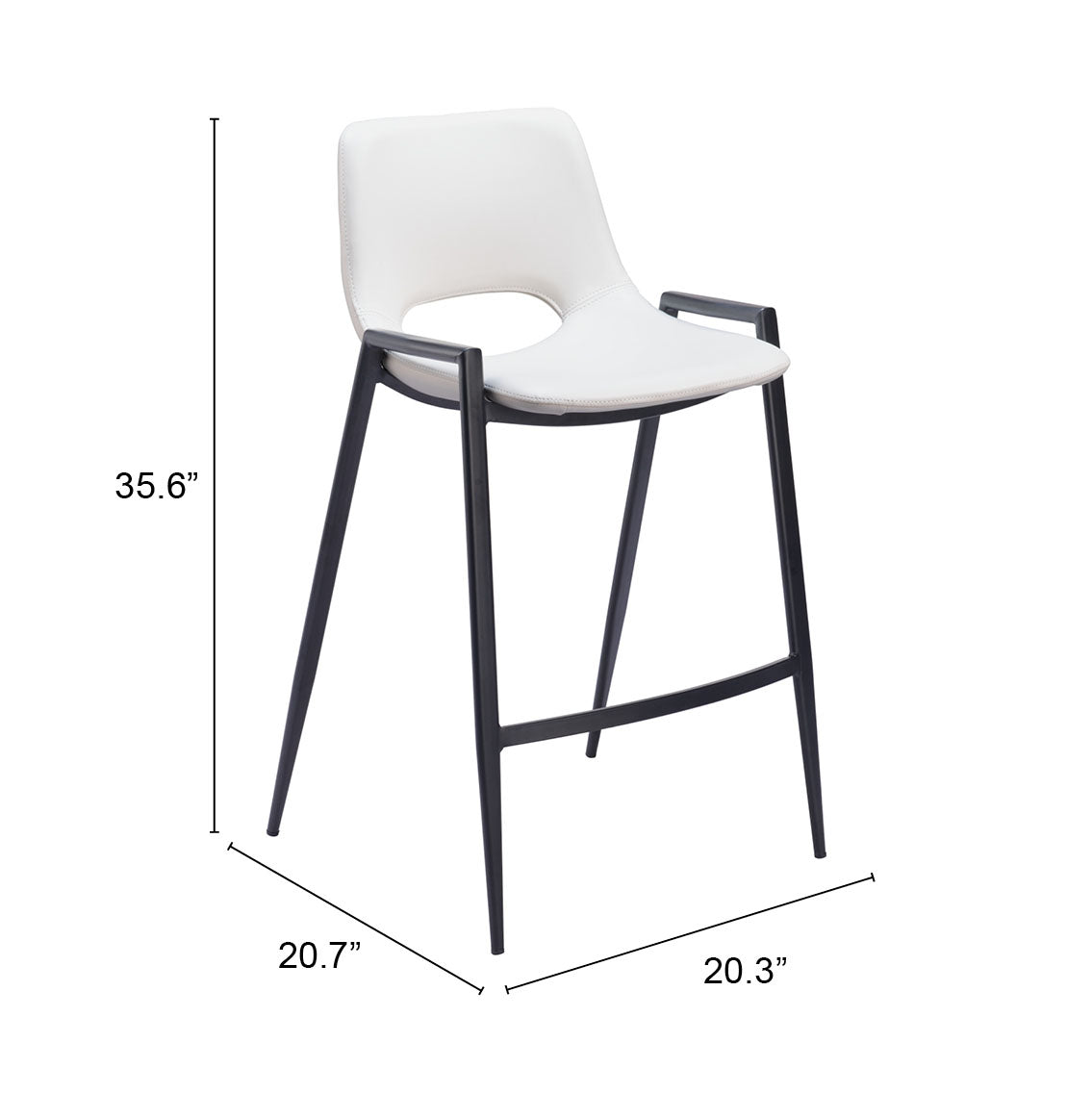 Desi White Counter Stool (Set of 2) by Zuomod at Eve Furniture