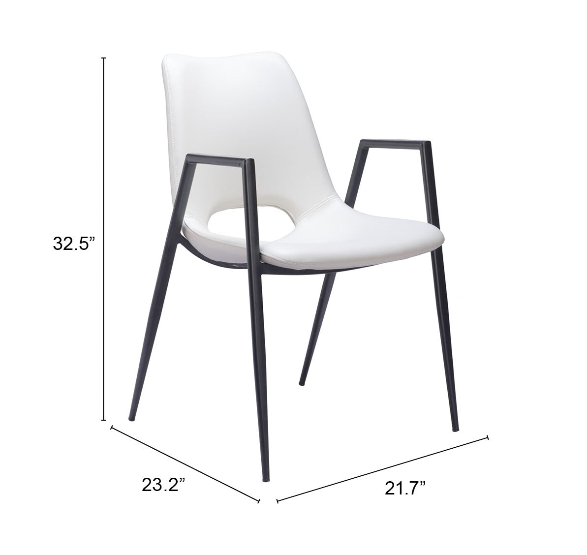 Desi White Dining Chair (Set of 2) by Zuomod at Eve Furniture
