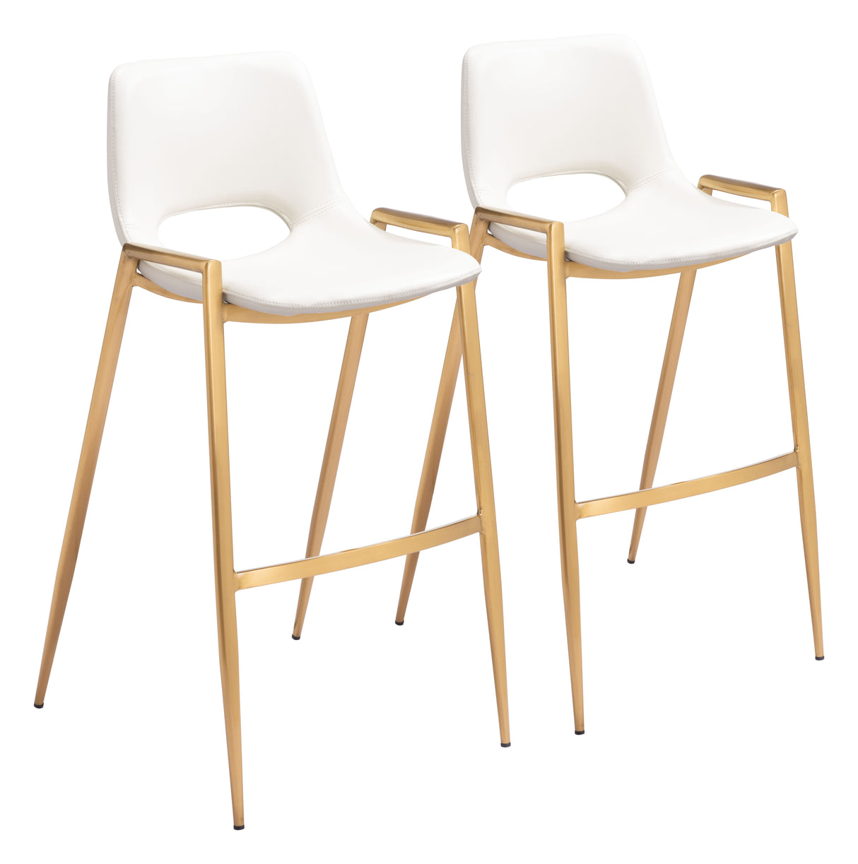 Desi White & Gold Barstool (Set of 2) by Zuomod at Eve Furniture