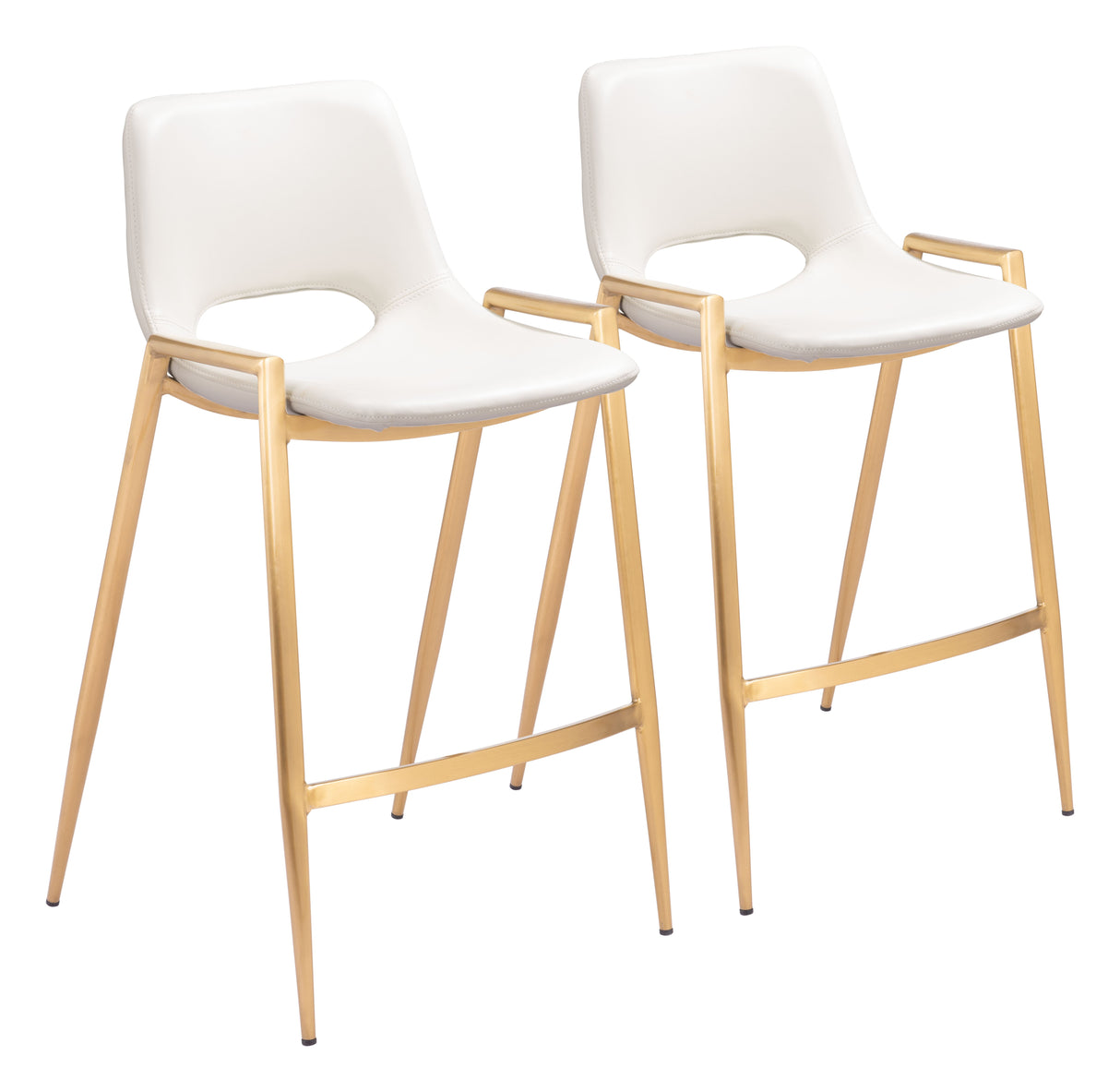 Desi White & Gold Counter Stool (Set of 2) by Zuomod at Eve Furniture