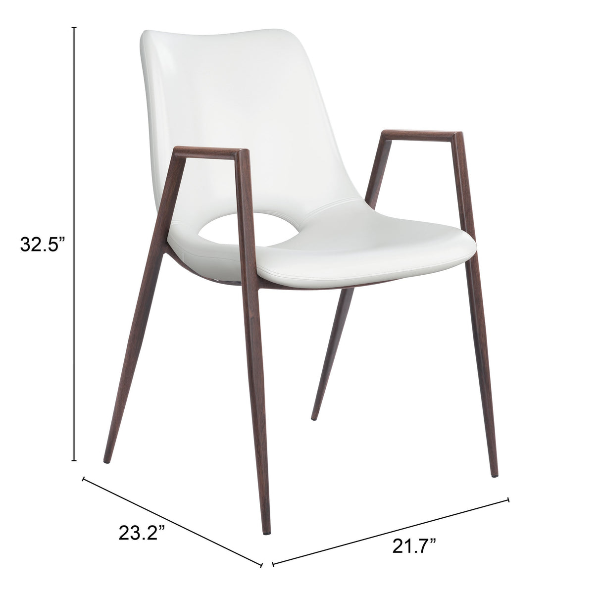 Desi White & Walnut Dining Chair (Set of 2) by Zuomod at Eve Furniture