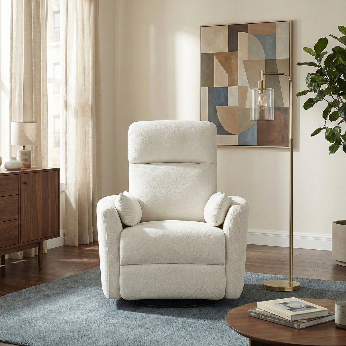 Desso Beige Swivel Glider Reclining Chair