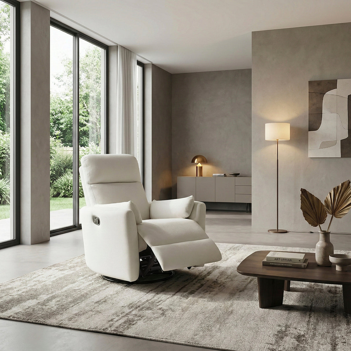 Desso Beige Swivel Glider Reclining Chair