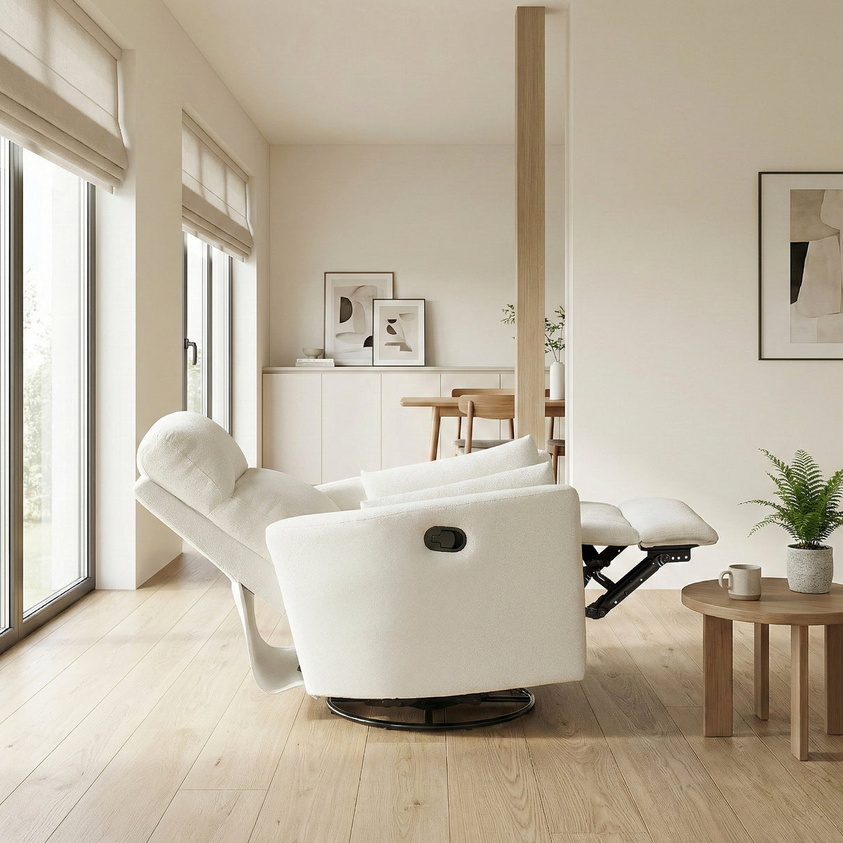 Desso Beige Swivel Glider Reclining Chair