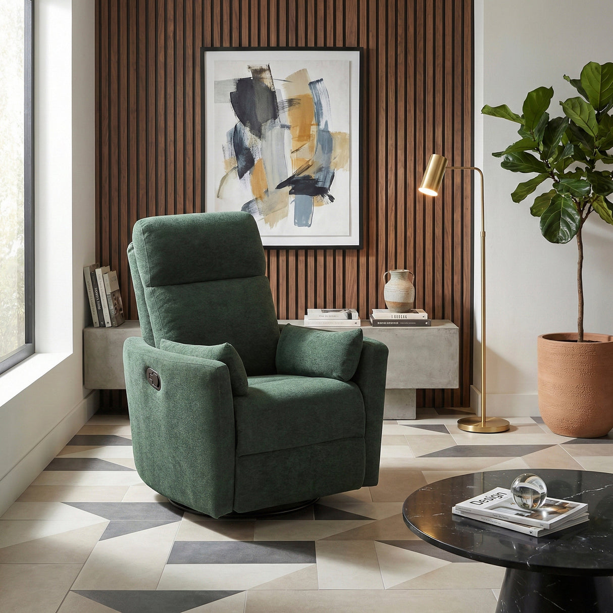 Desso Green Swivel Glider Reclining Chair