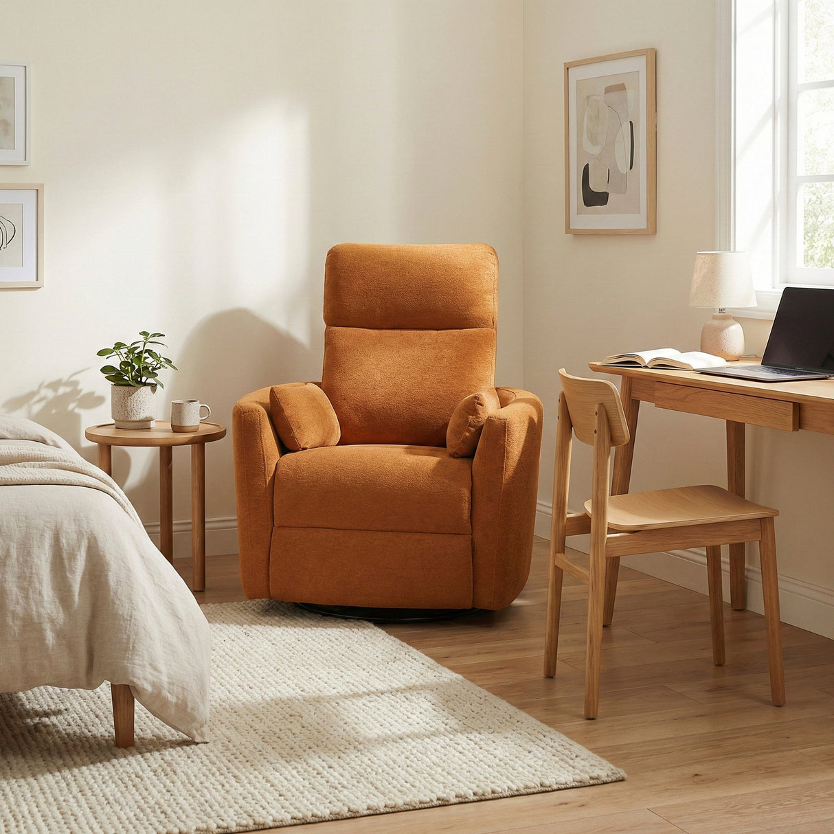 Desso Orange Swivel Glider Reclining Chair