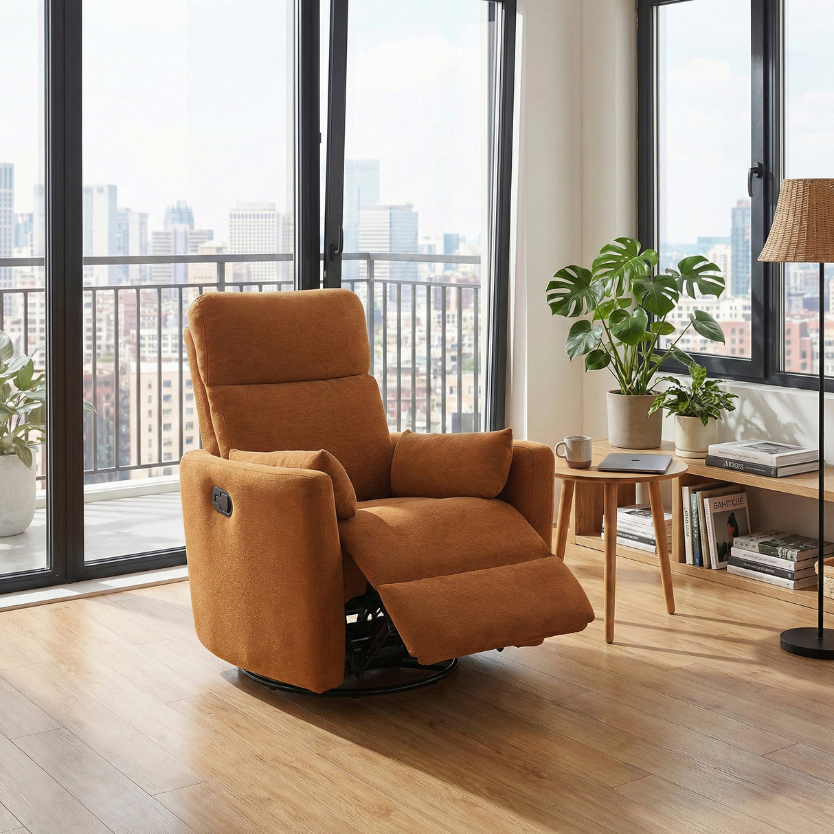 Desso Orange Swivel Glider Reclining Chair