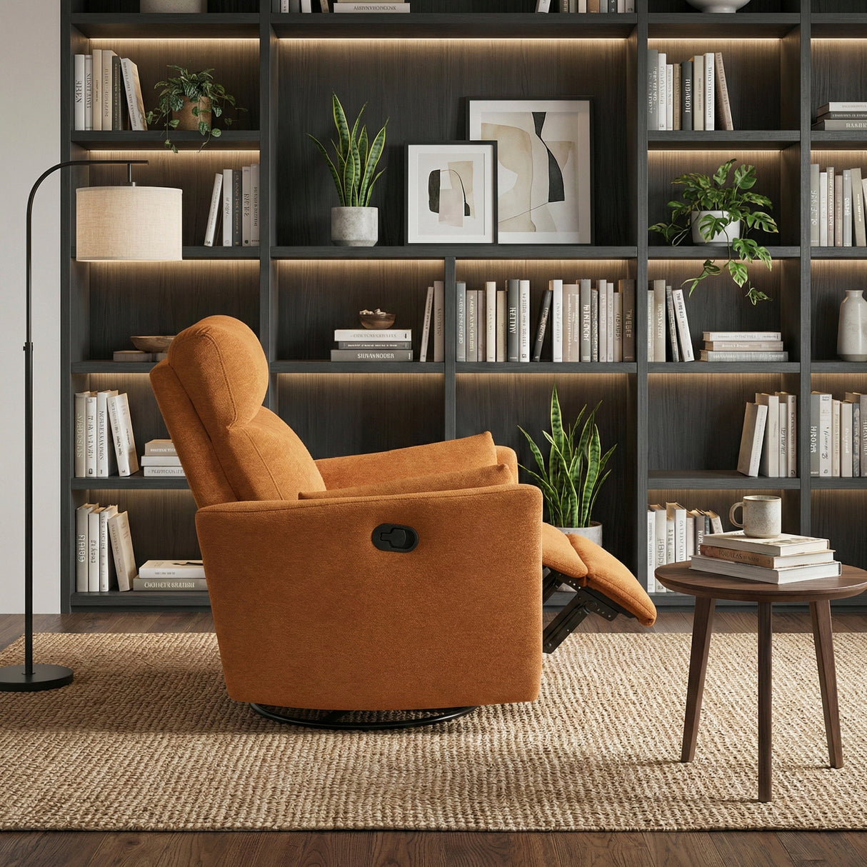 Desso Orange Swivel Glider Reclining Chair