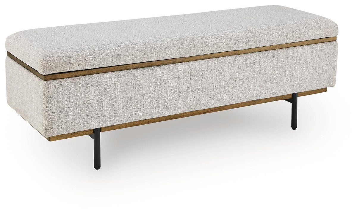 Dettaford Next-Gen Nuvella Stone Storage Bench by Ashley at Eve Furniture