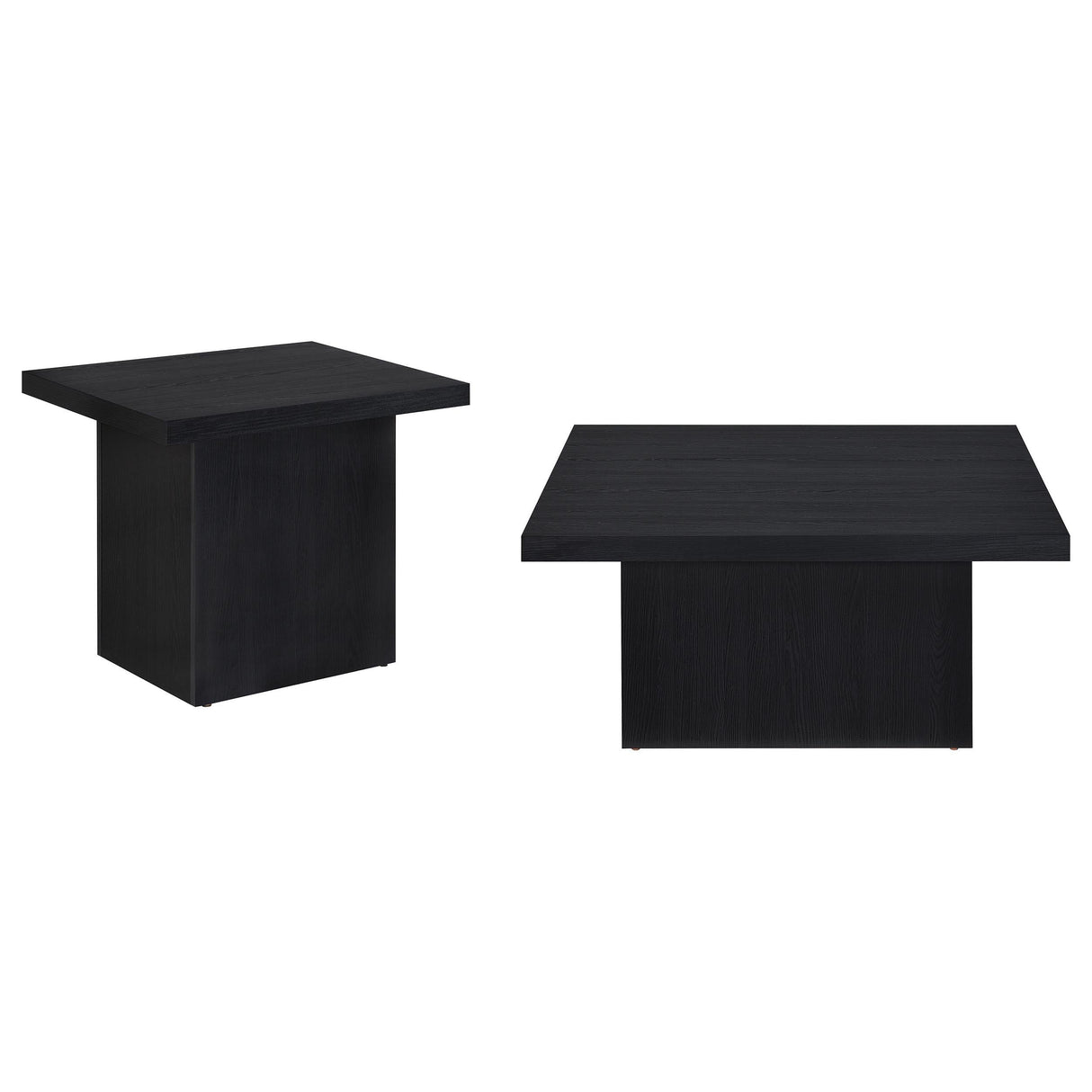 Devar Black 2-Piece Square Cocktail Coffee End Table Set by Coaster at Eve Furniture