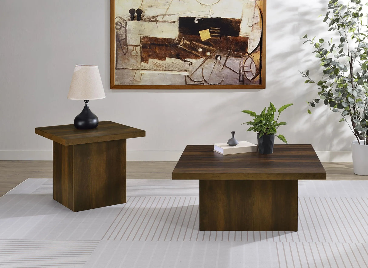 Devar Dark Pine 2-Piece Square Coffee and End Table Set by Coaster at Eve Furniture