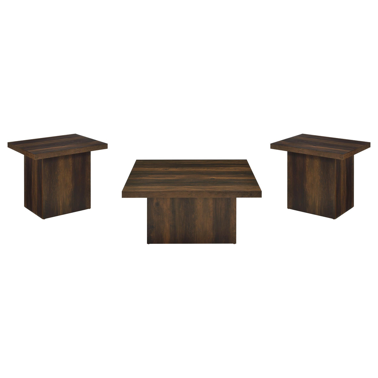Devar Dark Pine 3-Piece Square Coffee and End Table Set by Coaster at Eve Furniture