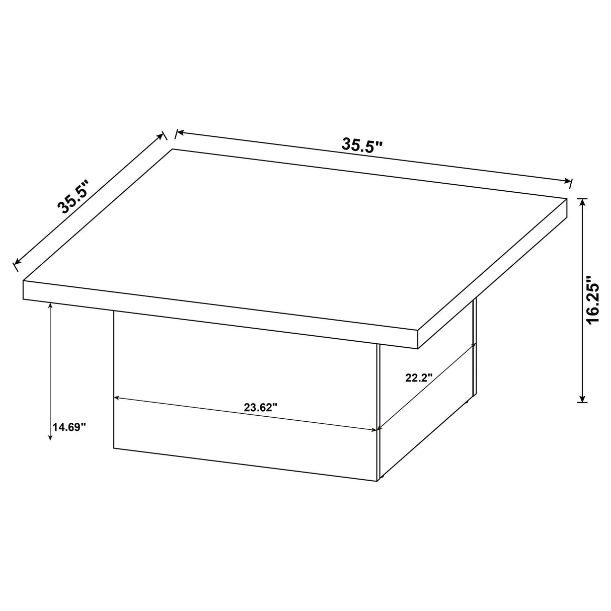 Devar Latte Square Engineered Wood Cocktail Coffee Table by Coaster at Eve Furniture