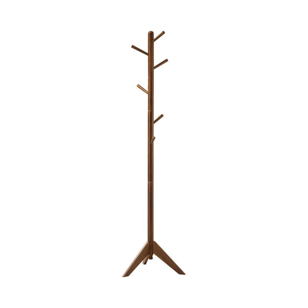 Devlin Walnut Coat Rack with 6 Hooks by Coaster at Eve Furniture