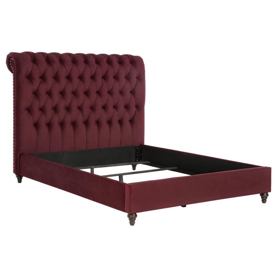 Devon Wine Red and Dark Oak 5-piece Queen Bedroom Set by Coaster at Eve Furniture