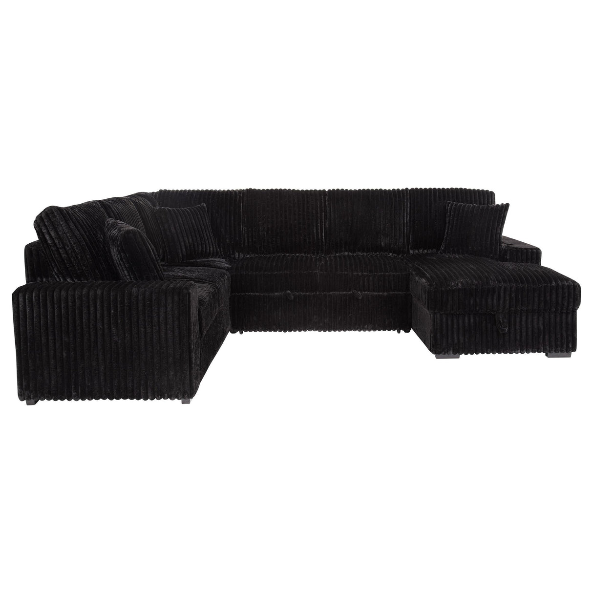 Devonshire Black Sleeper Sectional Sofa Storage Chaise by Coaster at Eve Furniture