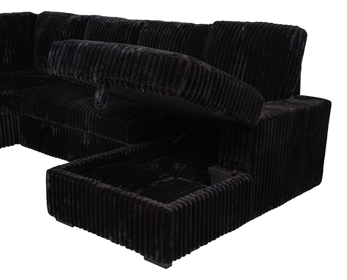 Devonshire Black Sleeper Sectional Sofa Storage Chaise by Coaster at Eve Furniture
