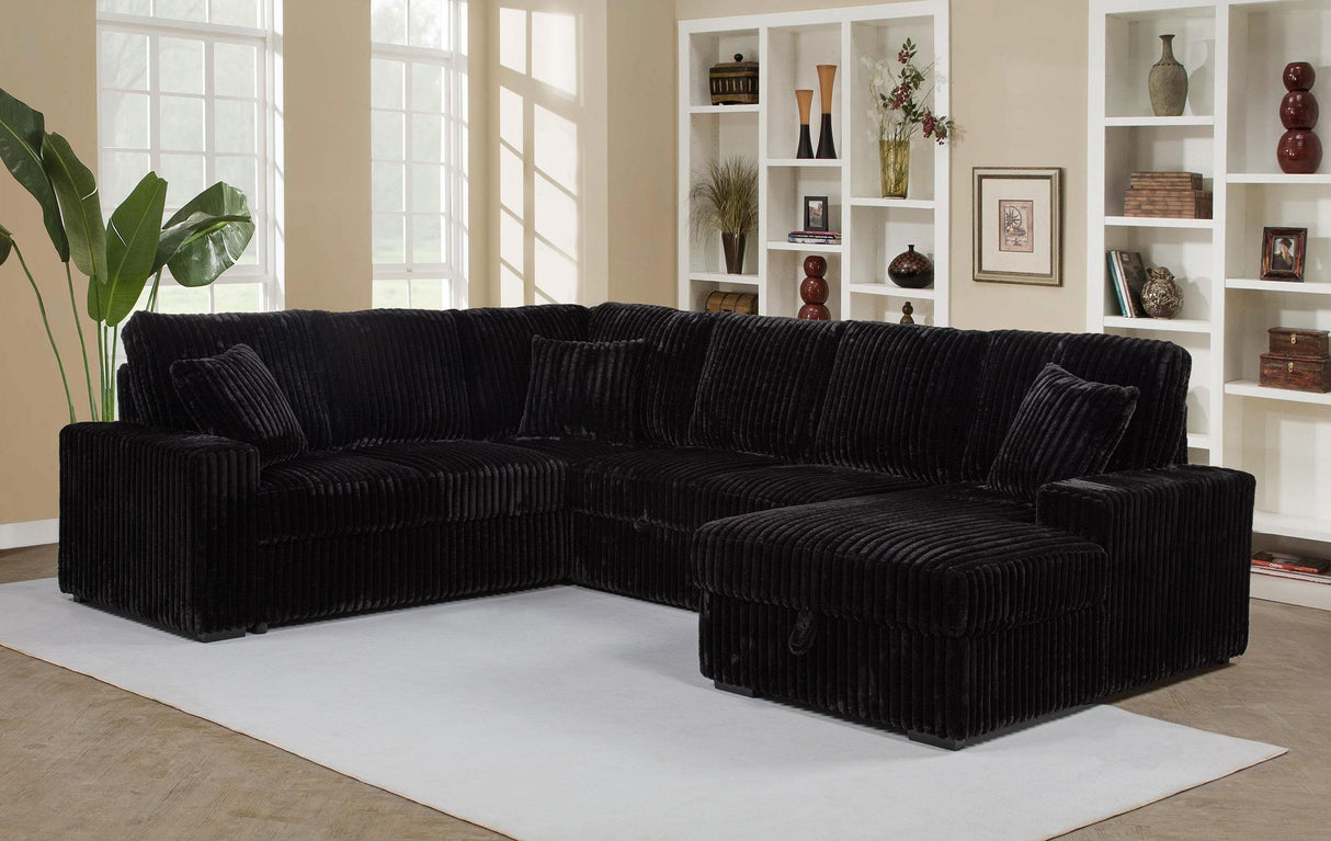 Devonshire Black Sleeper Sectional Sofa Storage Chaise by Coaster at Eve Furniture