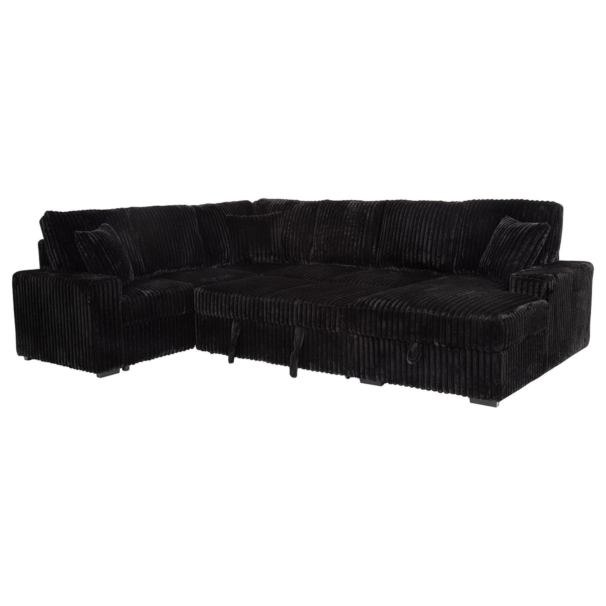 Devonshire Black Sleeper Sectional Sofa Storage Chaise by Coaster at Eve Furniture