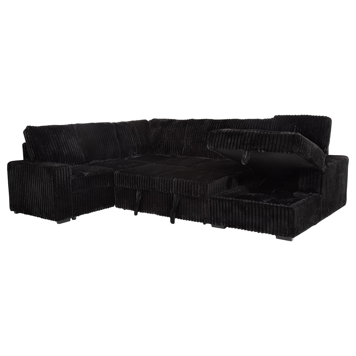 Devonshire Black Sleeper Sectional Sofa Storage Chaise by Coaster at Eve Furniture