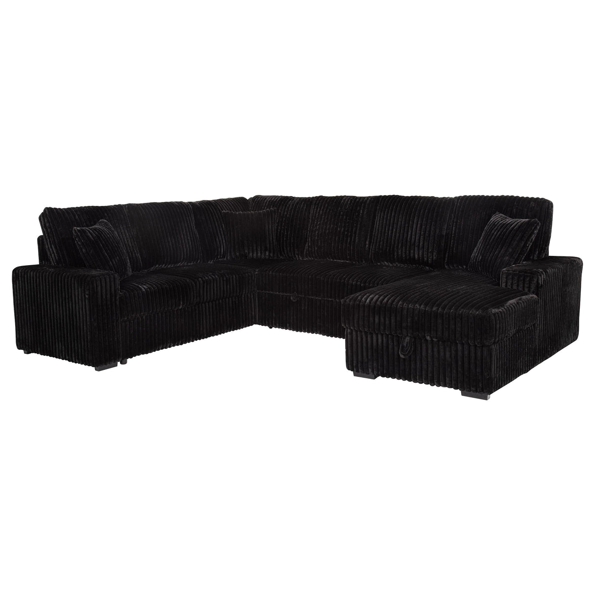 Devonshire Black Sleeper Sectional Sofa Storage Chaise by Coaster at Eve Furniture