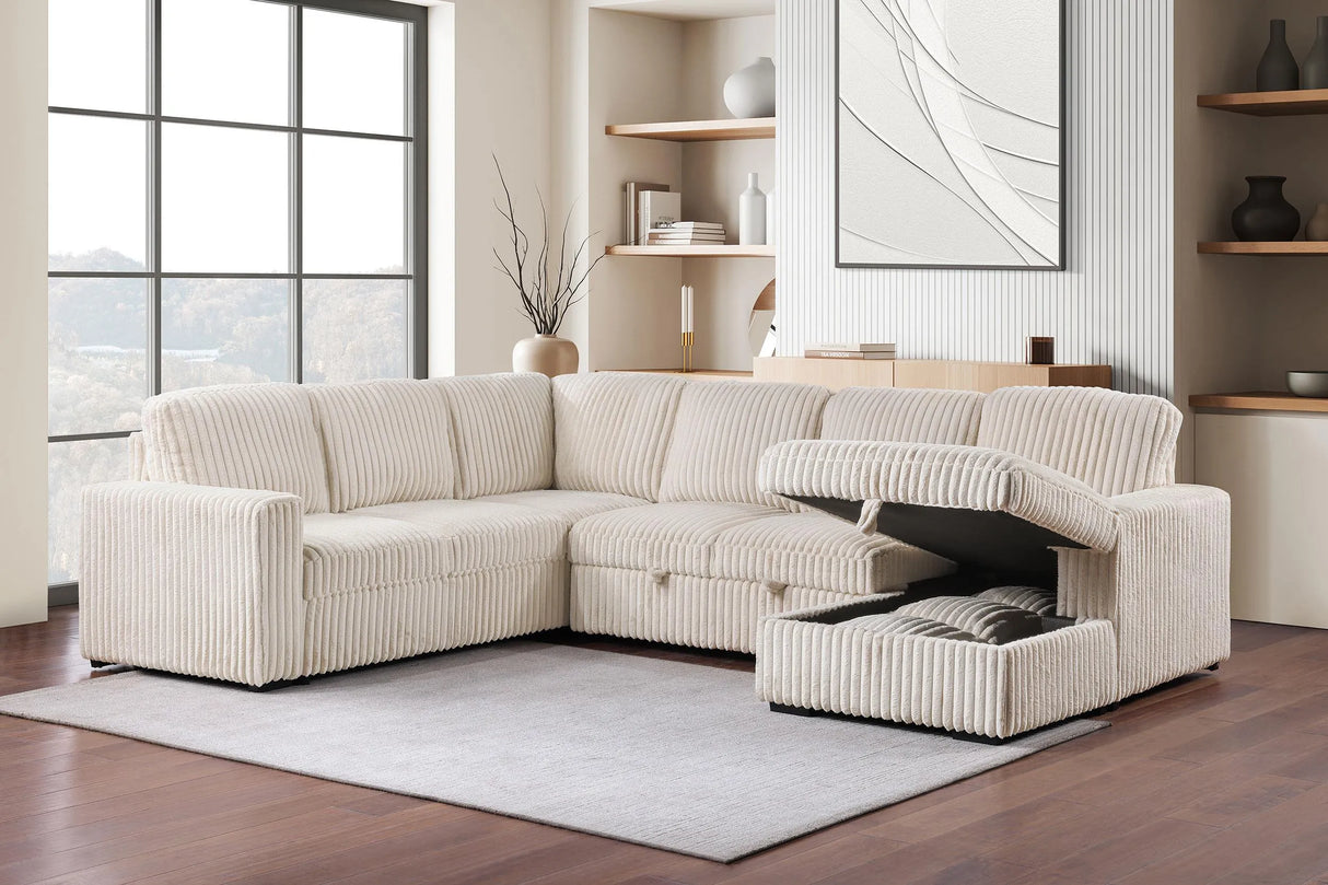 Devonshire Camel Sleeper Sectional Sofa Storage Chaise by Coaster at Eve Furniture