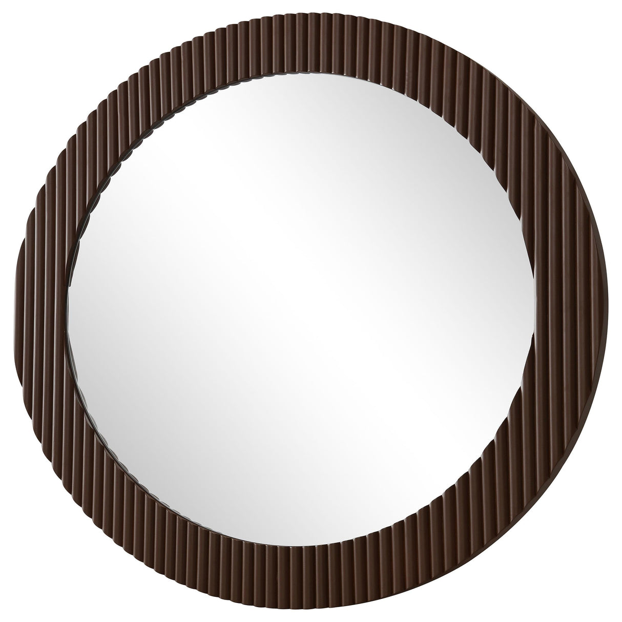 Dexter Brown 40 x 40 Inch Round Reeding Frame Wall Mirror by Coaster at Eve Furniture