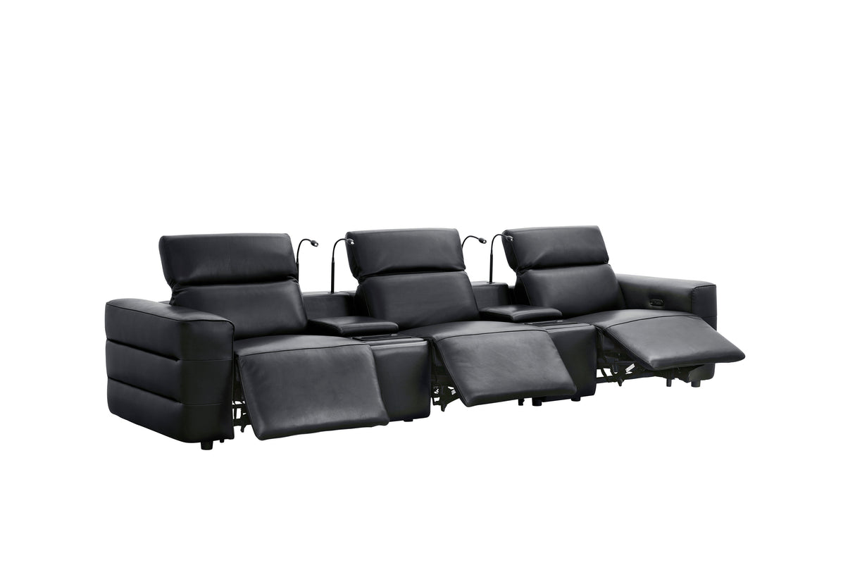 Diamante Black 5-Piece 3 Power Recliner Row by New Era Innovations at Eve Furniture