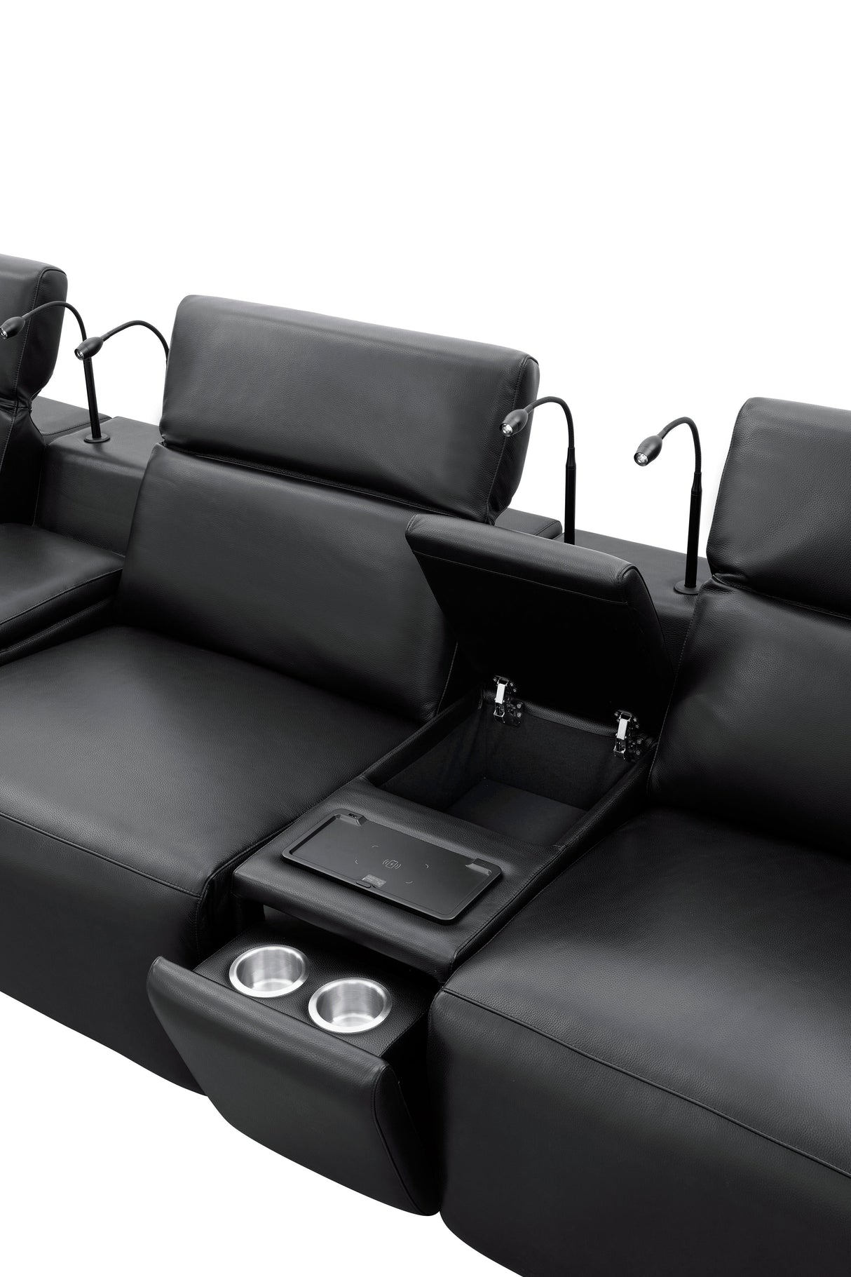 Diamante Black 5-Piece 3 Power Recliner Row by New Era Innovations at Eve Furniture