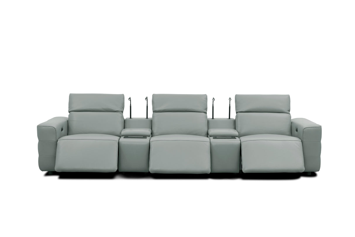 Diamante Grey 5-Piece 3 Power Recliner Row by New Era Innovations at Eve Furniture