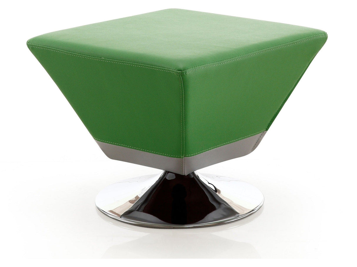 Diamond Swivel Ottoman in Green and Polished Chrome by Manhattan Comfort at Eve Furniture