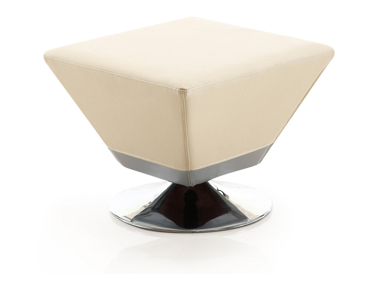 Diamond Swivel Ottoman in Tan and Polished Chrome by Manhattan Comfort at Eve Furniture