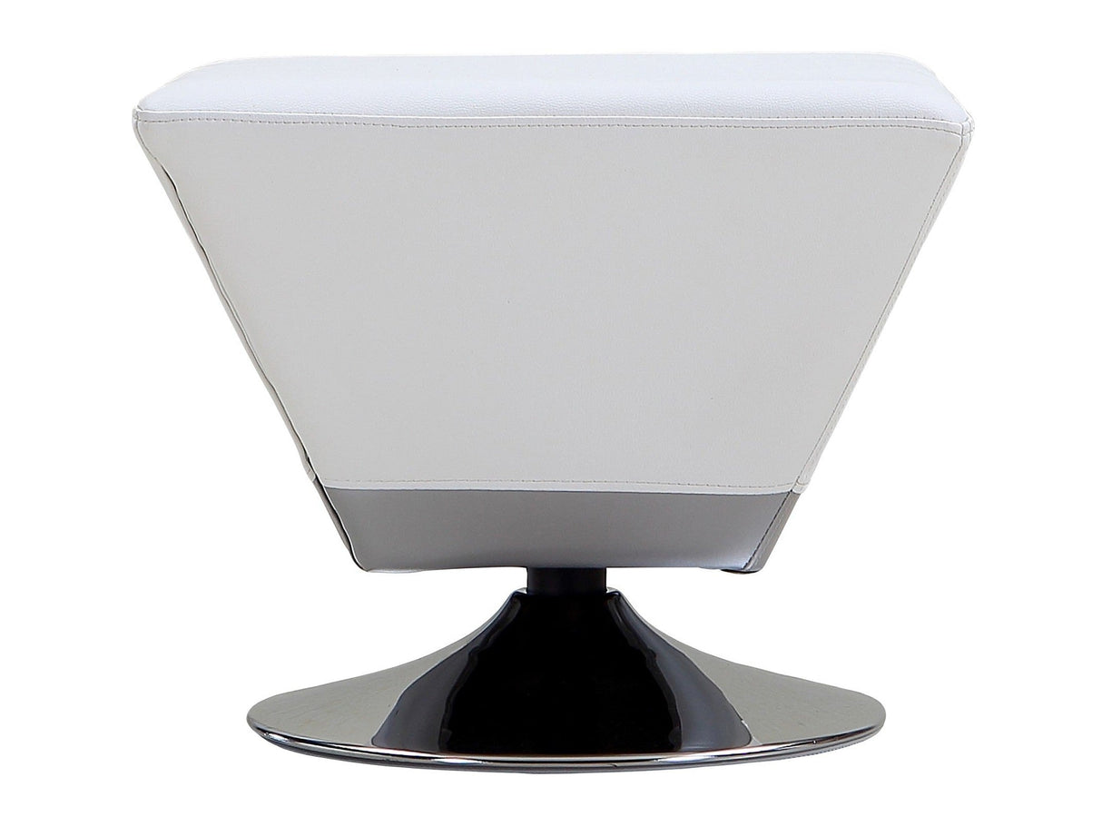 Diamond Swivel Ottoman in White and Polished Chrome by Manhattan Comfort at Eve Furniture