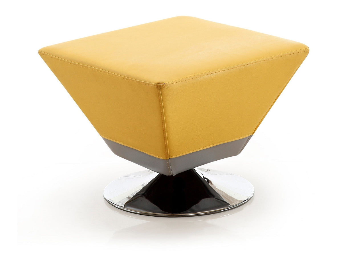 Diamond Swivel Ottoman in Yellow and Polished Chrome by Manhattan Comfort at Eve Furniture