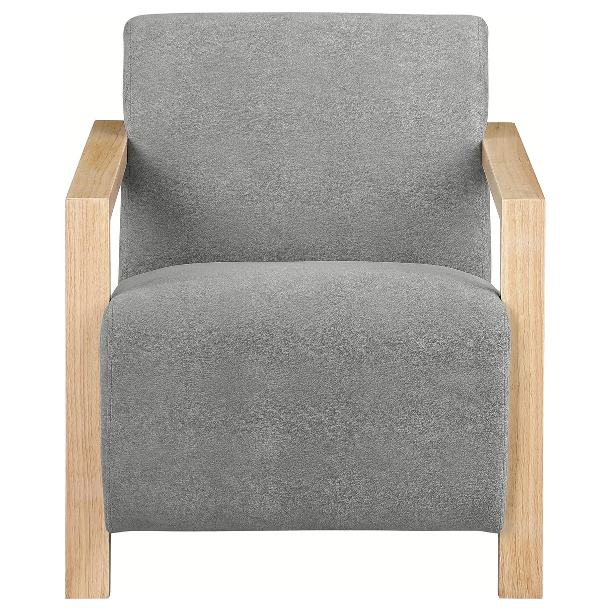 Diego Grey Upholstered Accent Arm Chair with Wood Arms by Coaster at Eve Furniture