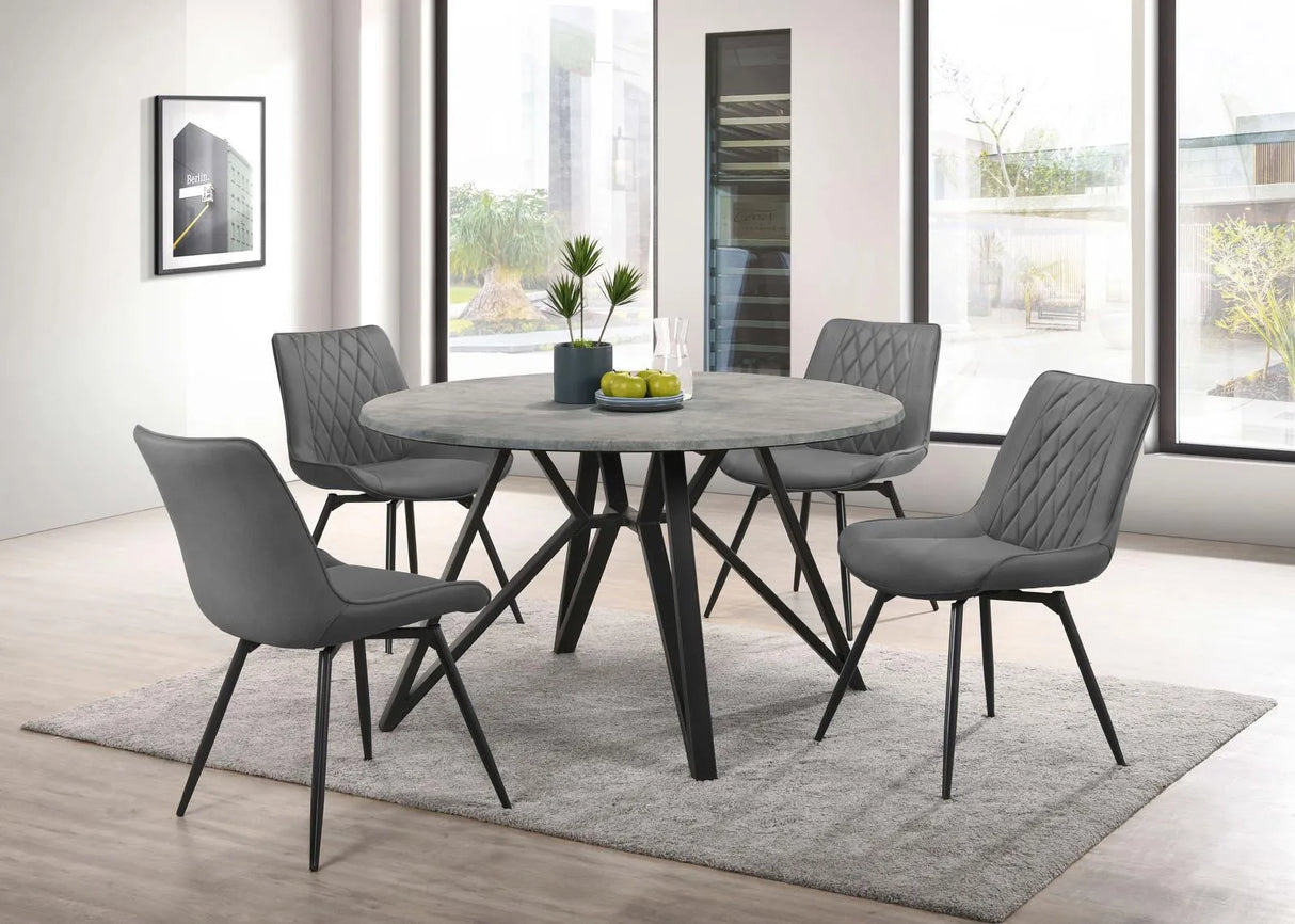 Diggs Gray and Gunmetal Upholstered Tufted Swivel Dining Chairs, Set of 2 by Coaster at Eve Furniture