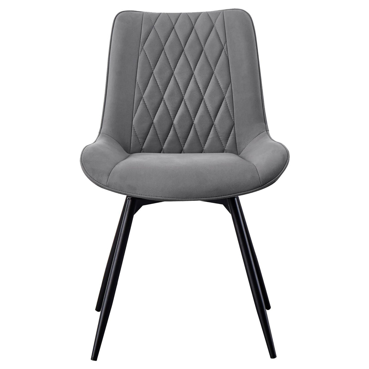 Diggs Gray and Gunmetal Upholstered Tufted Swivel Dining Chairs, Set of 2 by Coaster at Eve Furniture