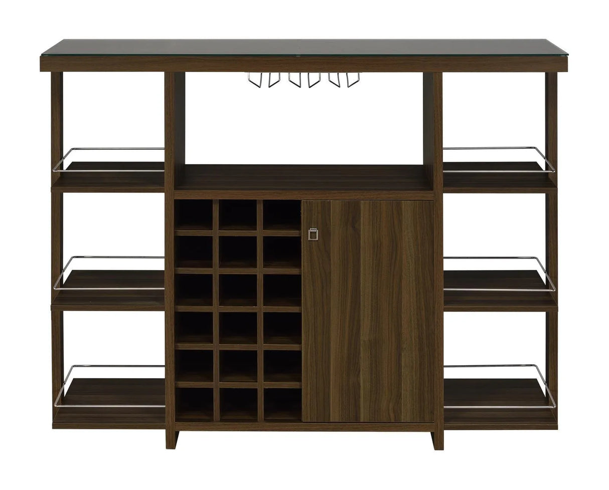 Diggs Walnut Bar Unit with Wine Bottle Storage by Coaster at Eve Furniture