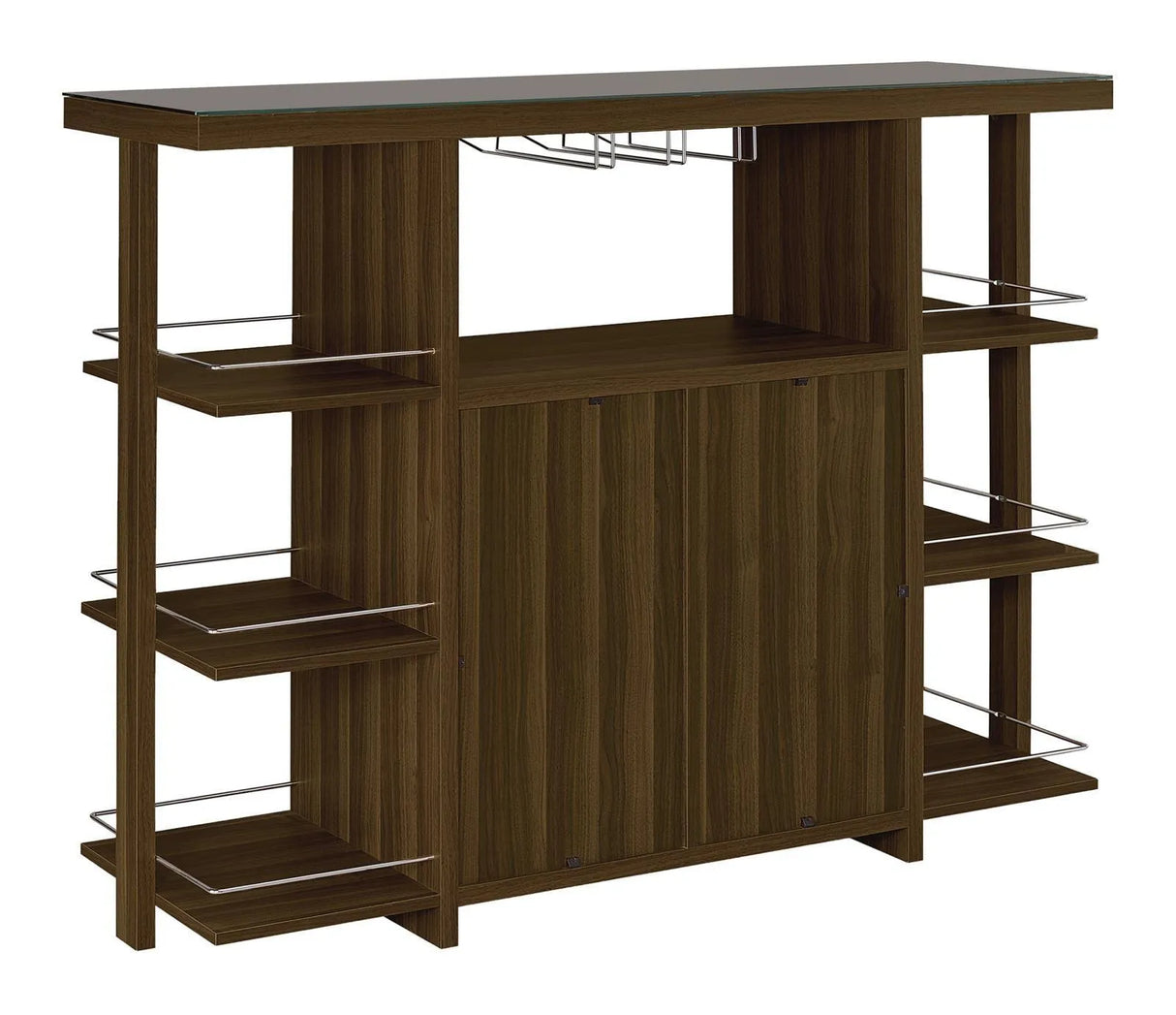 Diggs Walnut Bar Unit with Wine Bottle Storage by Coaster at Eve Furniture