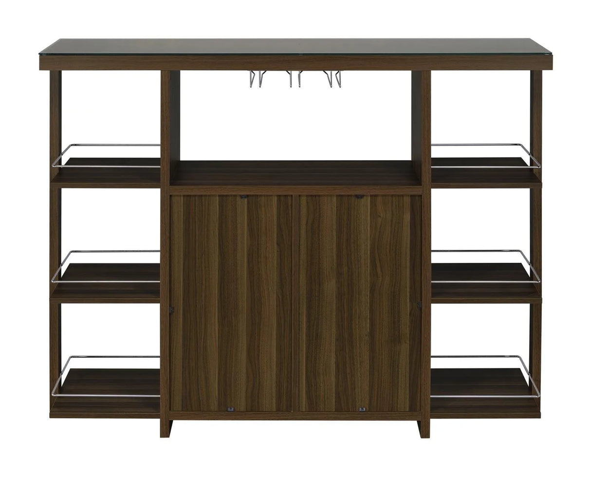 Diggs Walnut Bar Unit with Wine Bottle Storage by Coaster at Eve Furniture