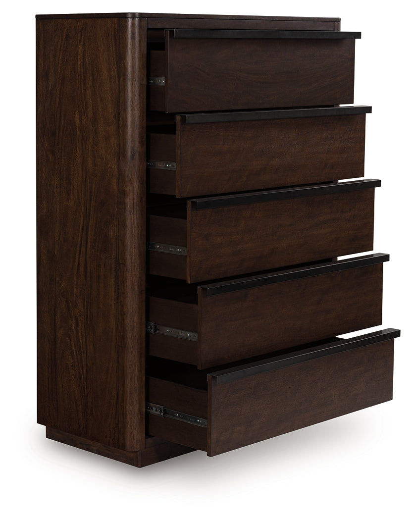Dilenno Dark Brown 5 Drawer Chest of Drawers by Ashley at Eve Furniture