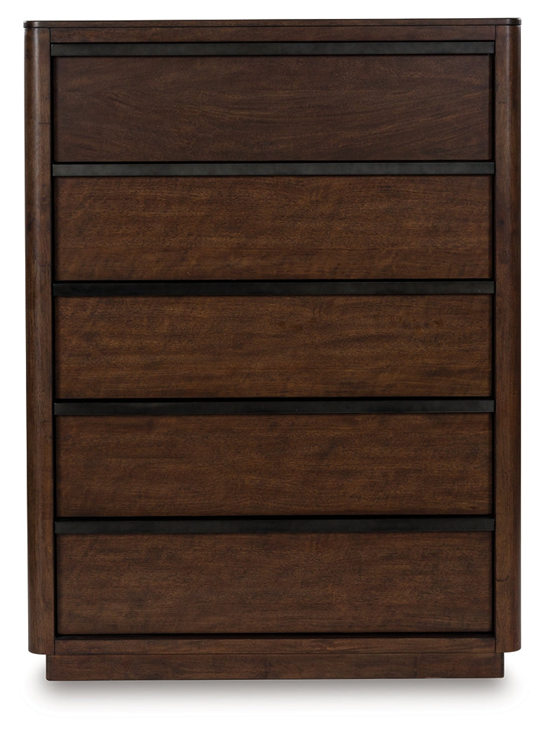 Dilenno Dark Brown 5 Drawer Chest of Drawers by Ashley at Eve Furniture