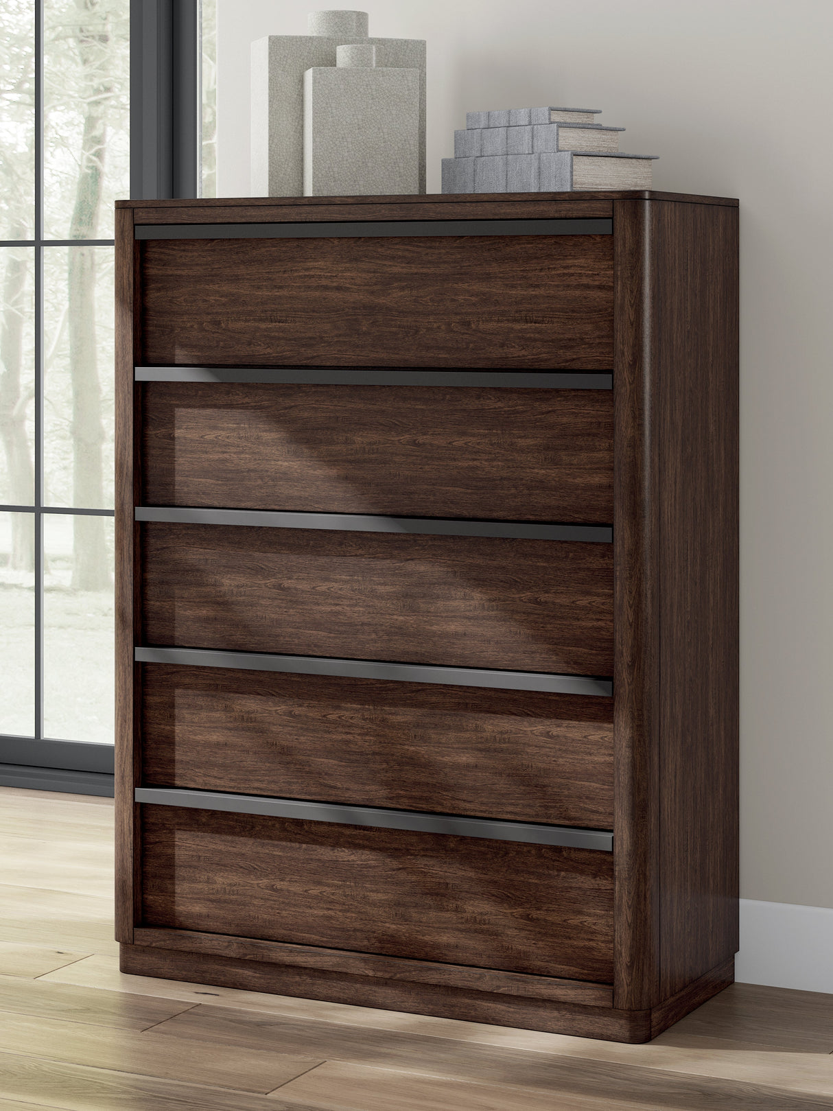 Dilenno Dark Brown 5 Drawer Chest of Drawers by Ashley at Eve Furniture