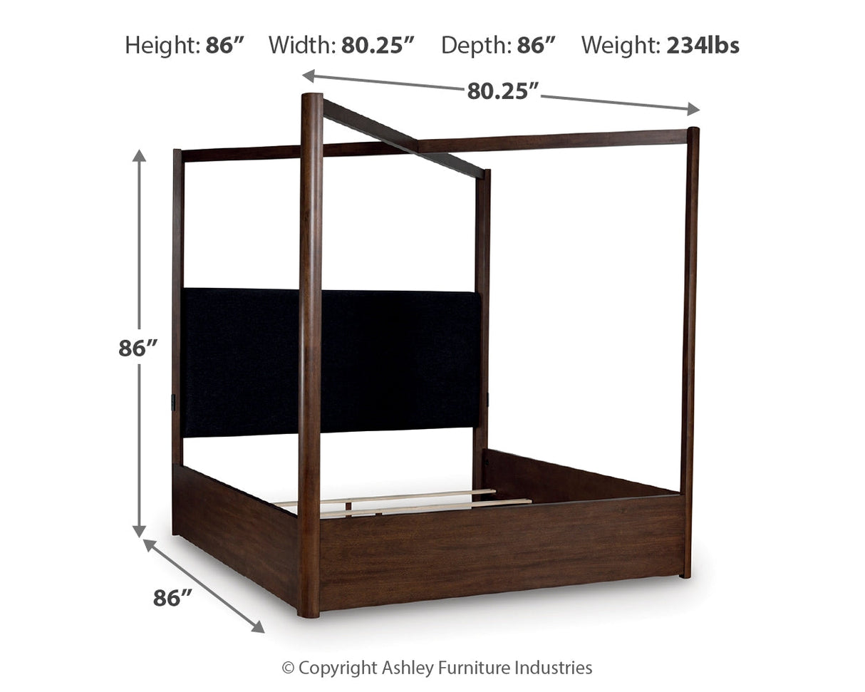Dilenno Dark Brown King Canopy Bed by Ashley at Eve Furniture