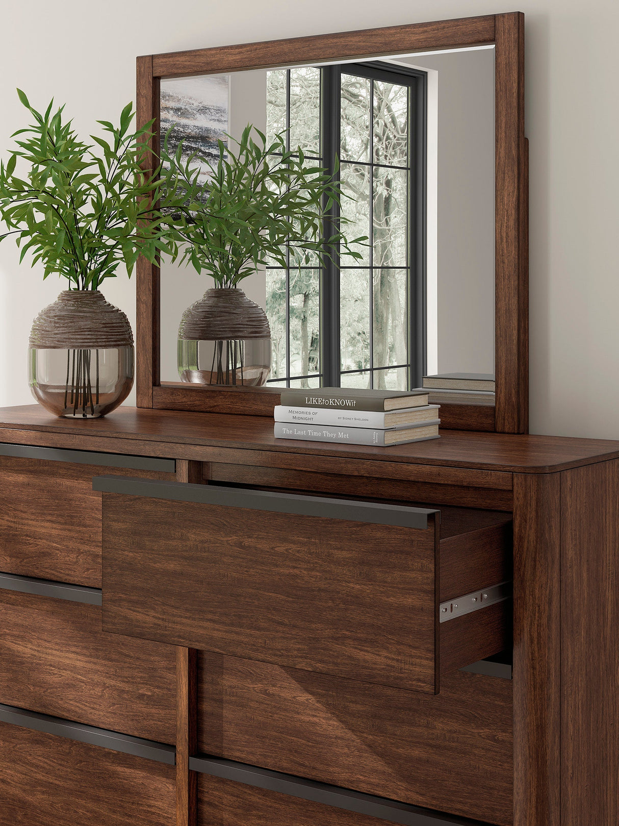 Dilenno Dark Brown Upholstered Panel Bedroom Set by Ashley at Eve Furniture